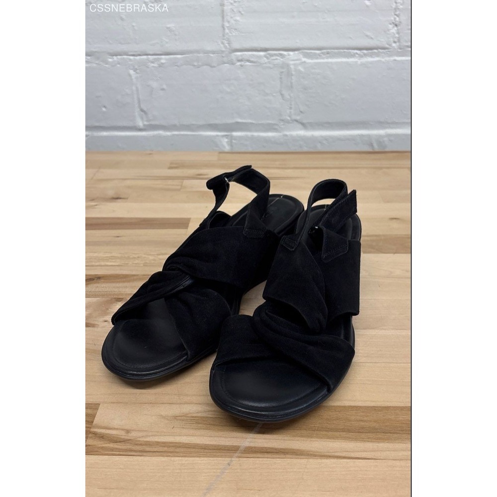 Ecco Black Women's Summer Cross Strap Leather And Suede Sandals, - Size 40